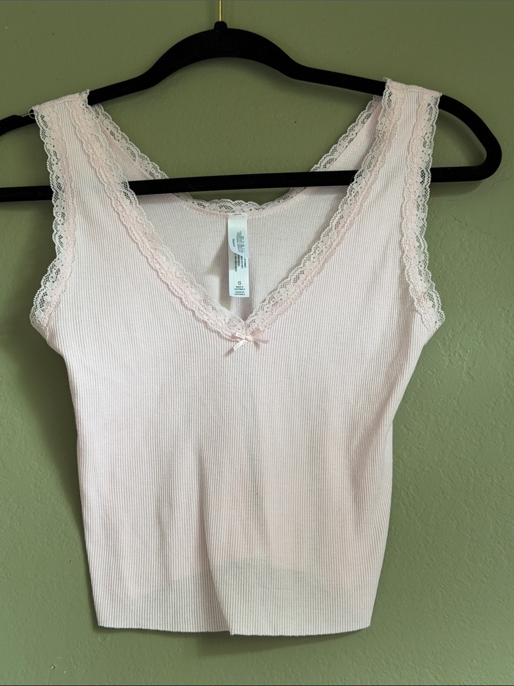 wild fable Light Pink Lace-Trim Ribbed Camisole